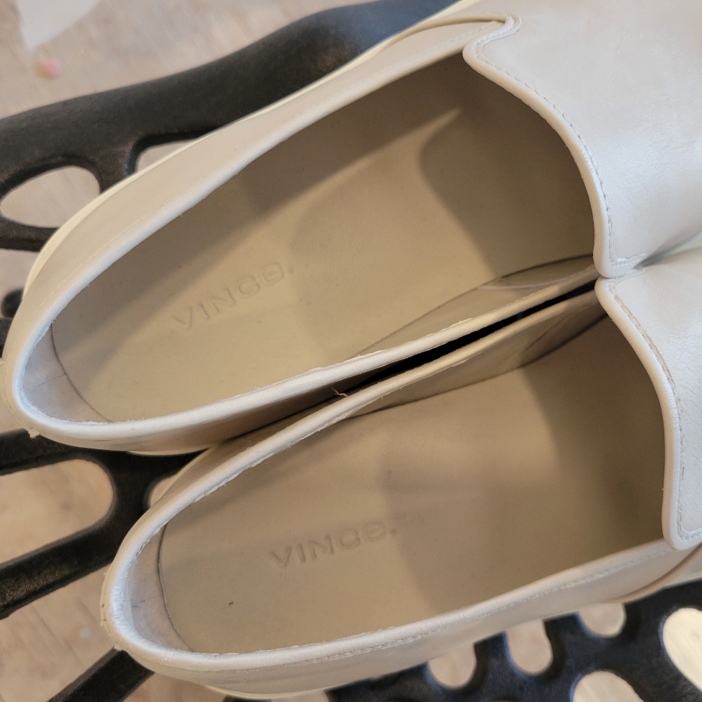 Vince Brenden Leather Slip-on Sneaker Loafers Shoes 11 Designer Luxury White - Picture 4 of 8